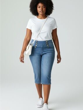 DG2 by Diane Gilman - EC - High-Rise Button-Front Capri Jeans